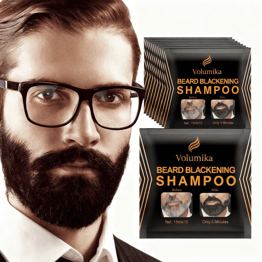 Shampooing colorant barbe noire – Teinture naturelle barbe & moustache pour hommes | Coloration rapide en 5 minutes, effet temporaire